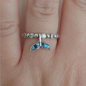 925 Sterling Silver Mermaid Tail Dangle Ring